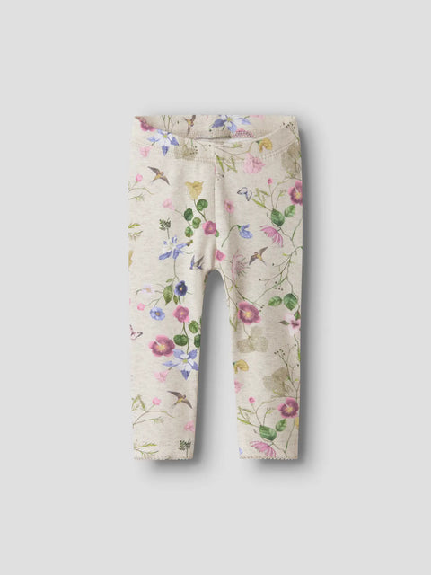 Name it Leggings Blumengarten beige meliert