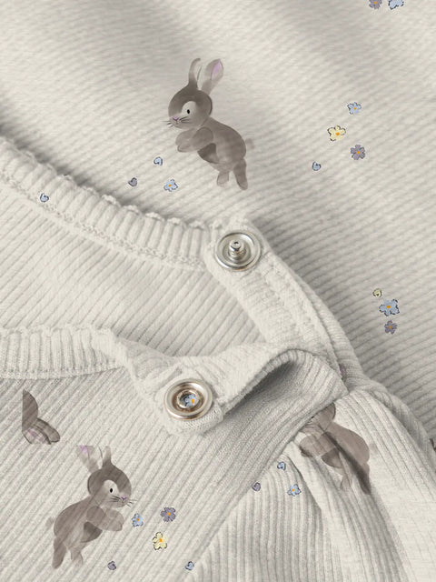 Name it Rib Einteiler Häschen beige meliert