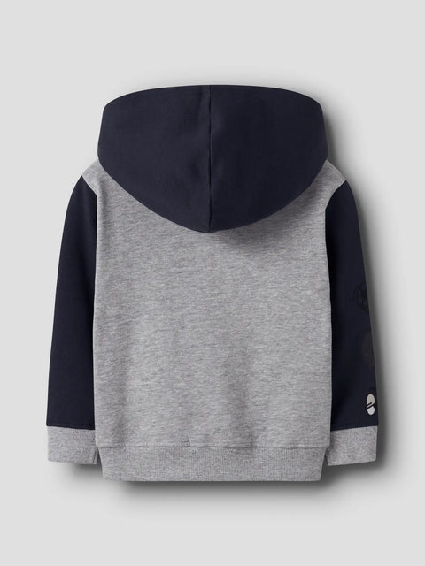 Name it College Sweatjacke mit Kapuze grau meliert/dunkelblau