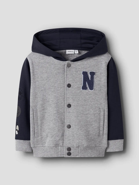 Name it College Sweatjacke mit Kapuze grau meliert/dunkelblau