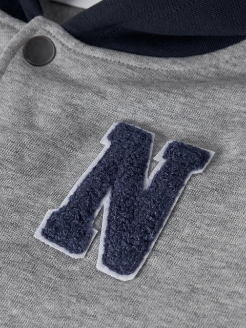 Name it College Sweatjacke mit Kapuze grau meliert/dunkelblau