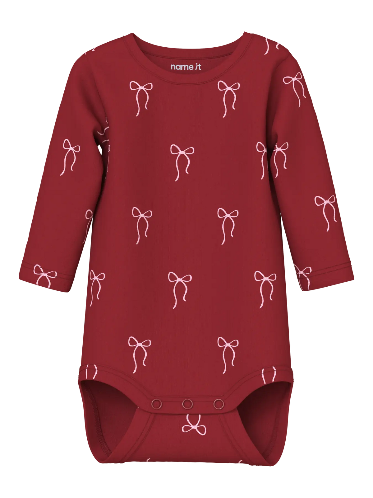 Name it Langarm Body Glitzer Schleifen rot