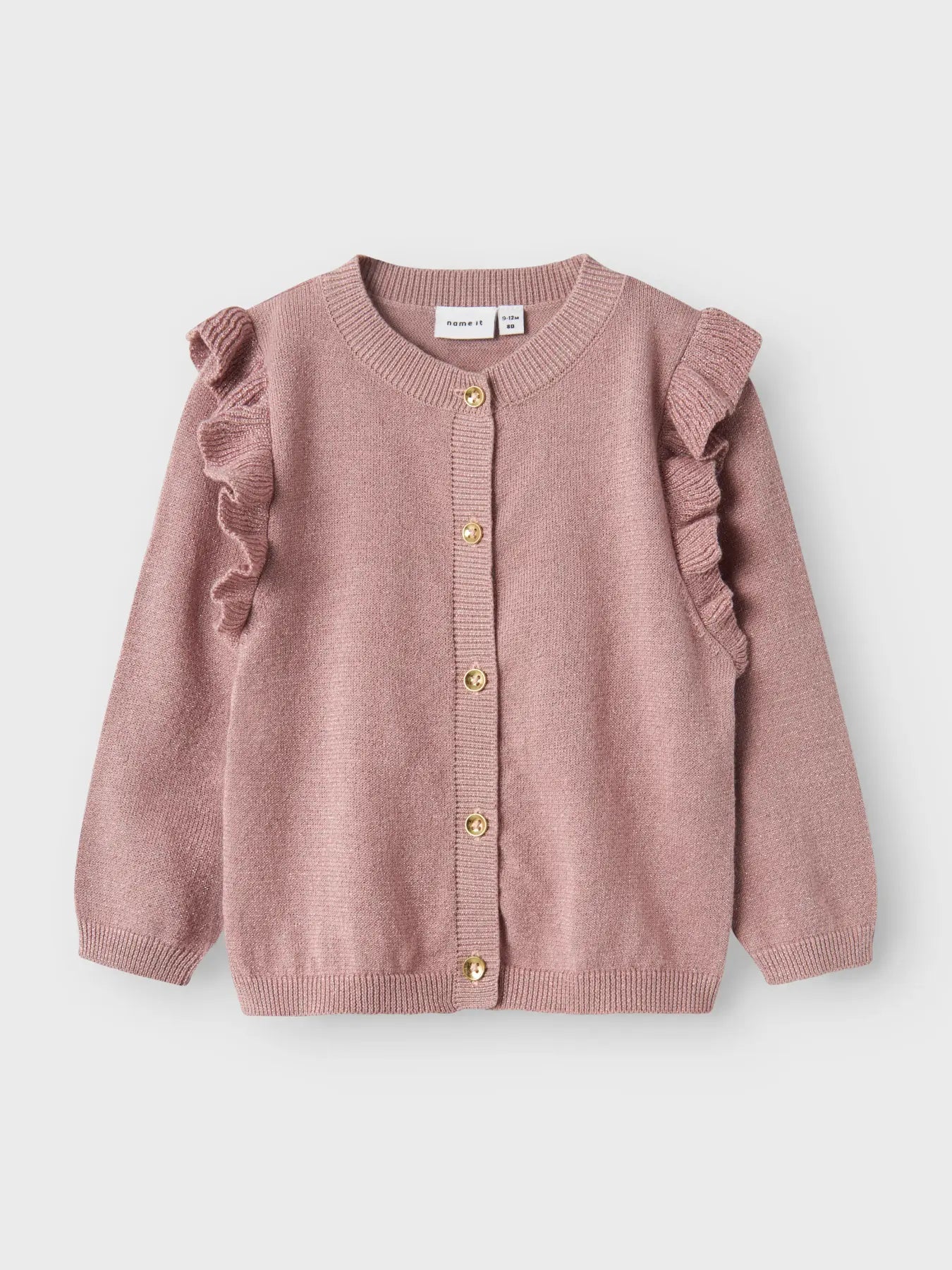 Name it Rüschen Glitzer Strickjacke mauve
