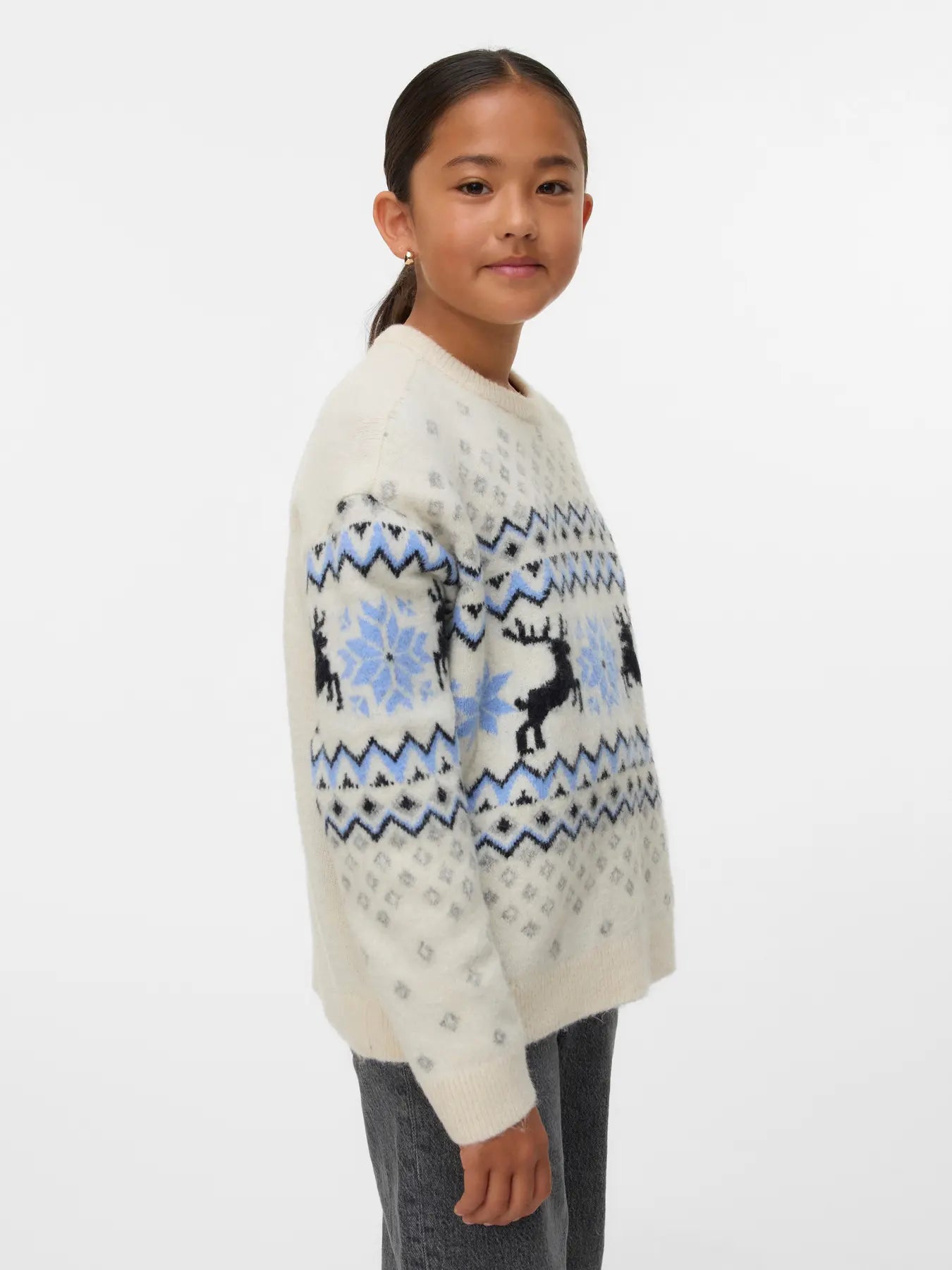 Vero Moda Girls Norweger Winter Strickpullover creme