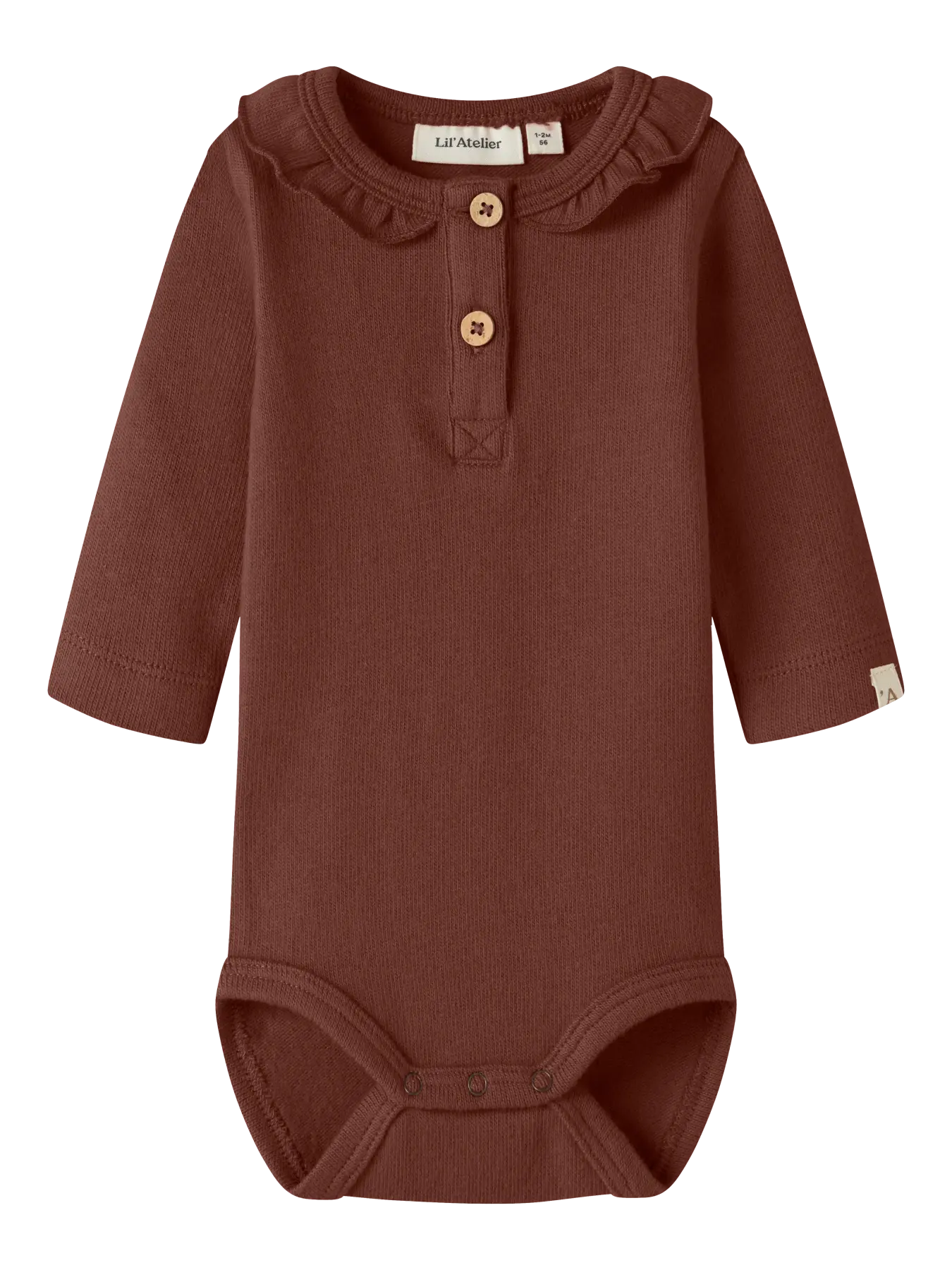 Lil' Atelier Langarm Rüschen Body mahogany