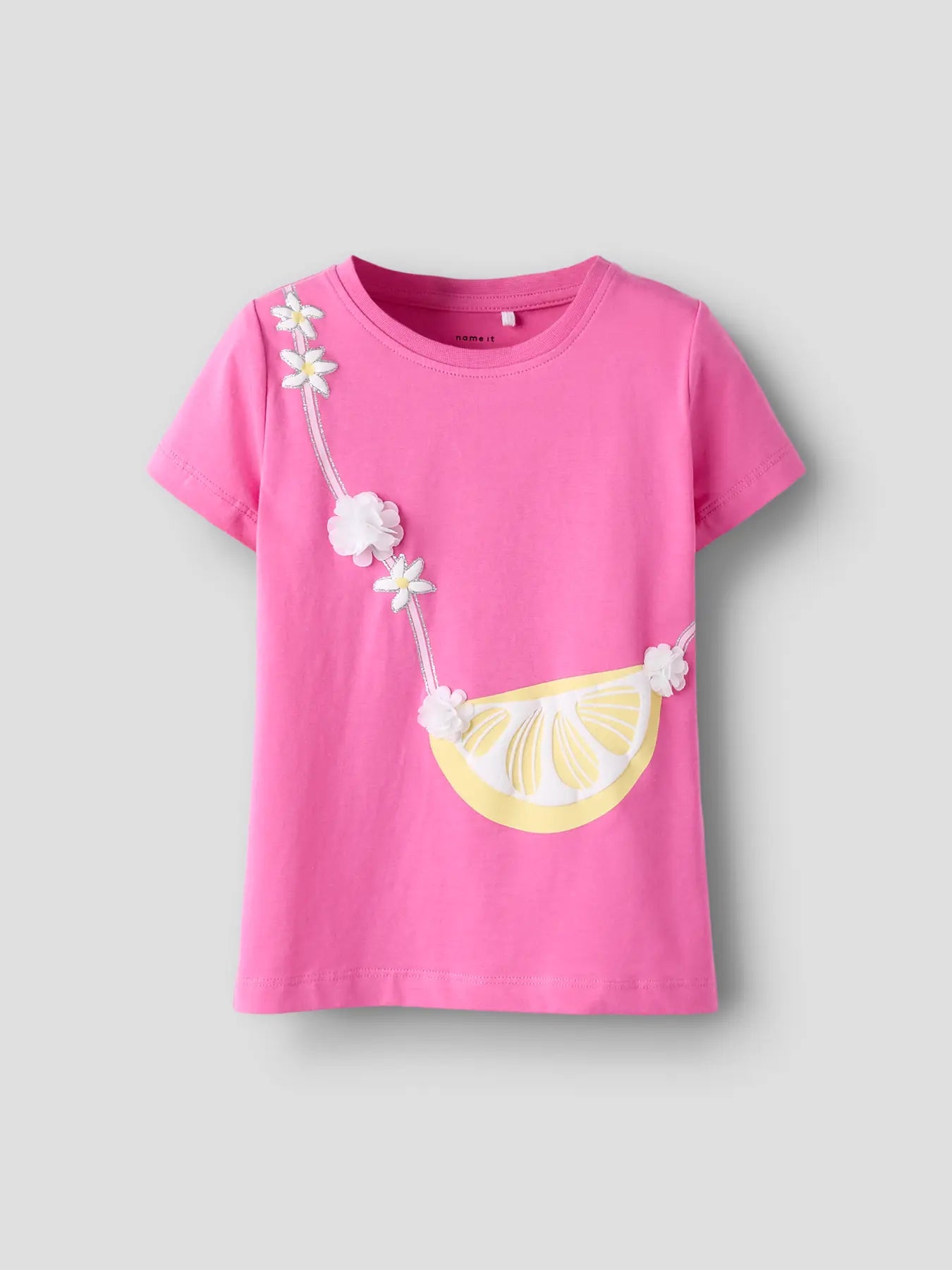 Name it T-Shirt Zitrone erdbeerpink