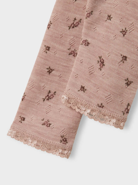 Name it Merino Leggings Kleine Blümchen shadow gray