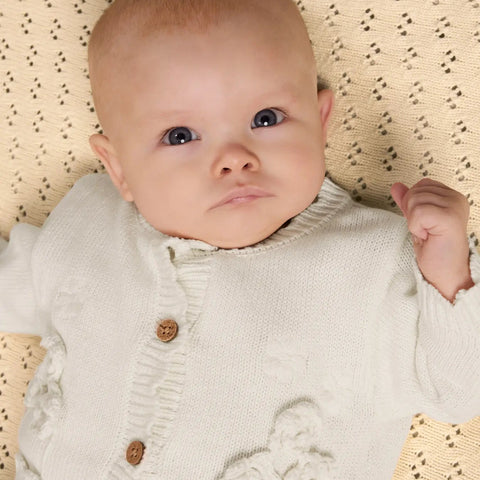 Lil' Atelier Strickjacke Blumen coconut milk