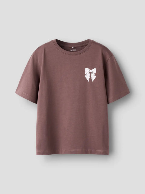 Name T-Shirt Schleife peppercorn