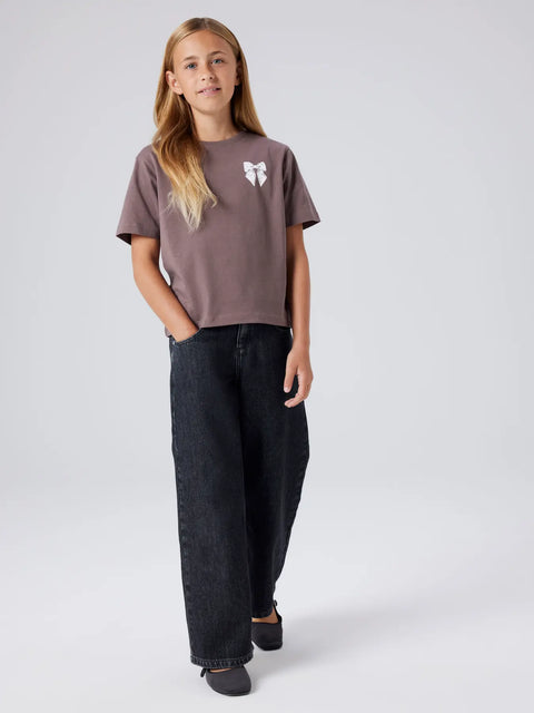 Name T-Shirt Schleife peppercorn