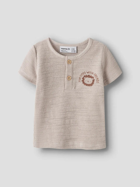 Name it Frottee-Strick T-Shirt Löwe chateau gray