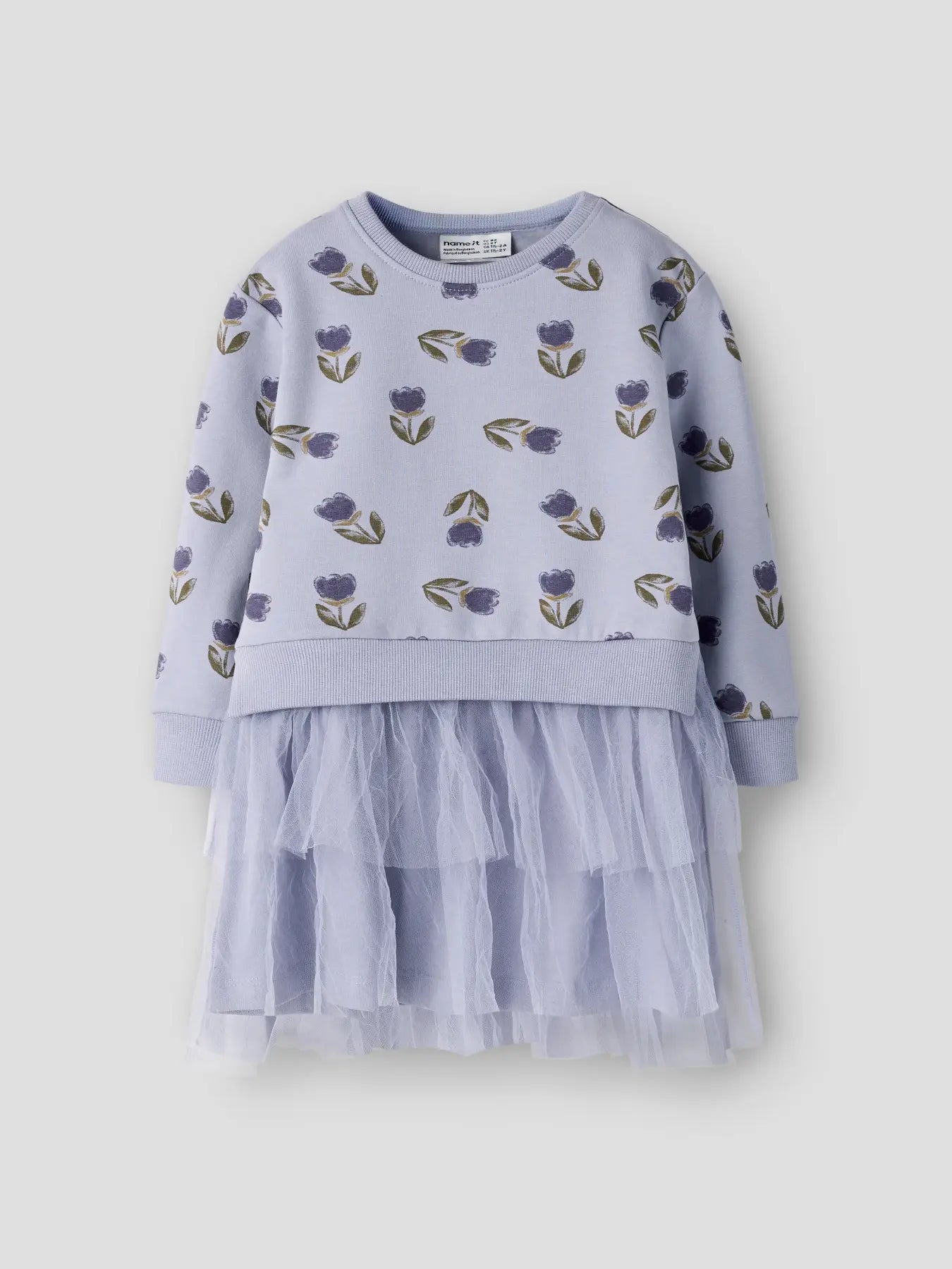 Name it Sweatkleid mit Tüll Blumen flieder