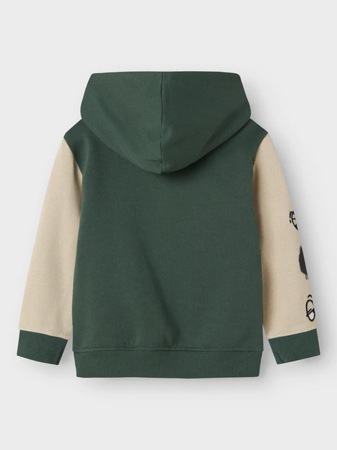 Name it College Sweatjacke mit Kapuze grün/beige