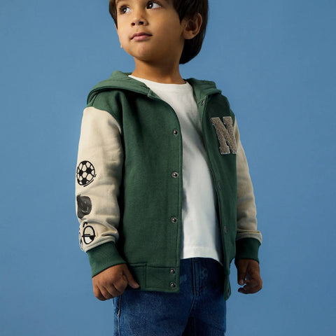 Name it College Sweatjacke mit Kapuze grün/beige