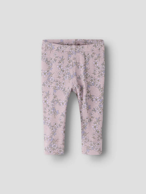 Name it Rib Leggings Blumen violett