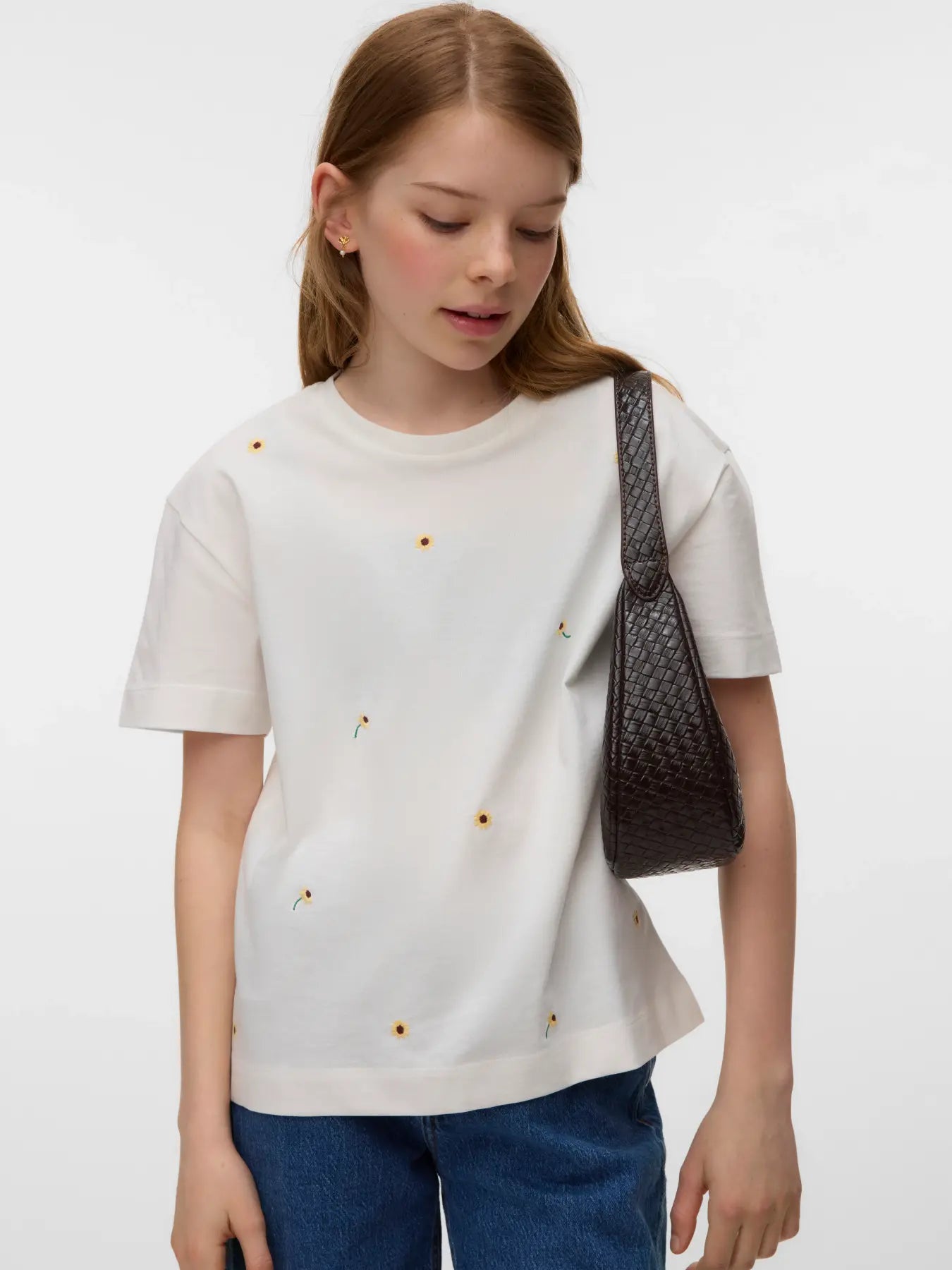 Vero Moda Girls T-Shirt Sonnenblumen weiß