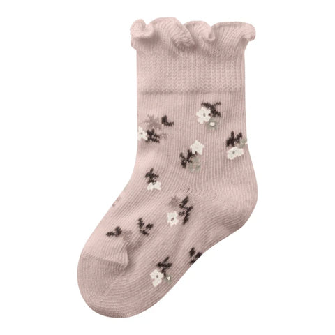 Name it Socken Blümchen sephia rose