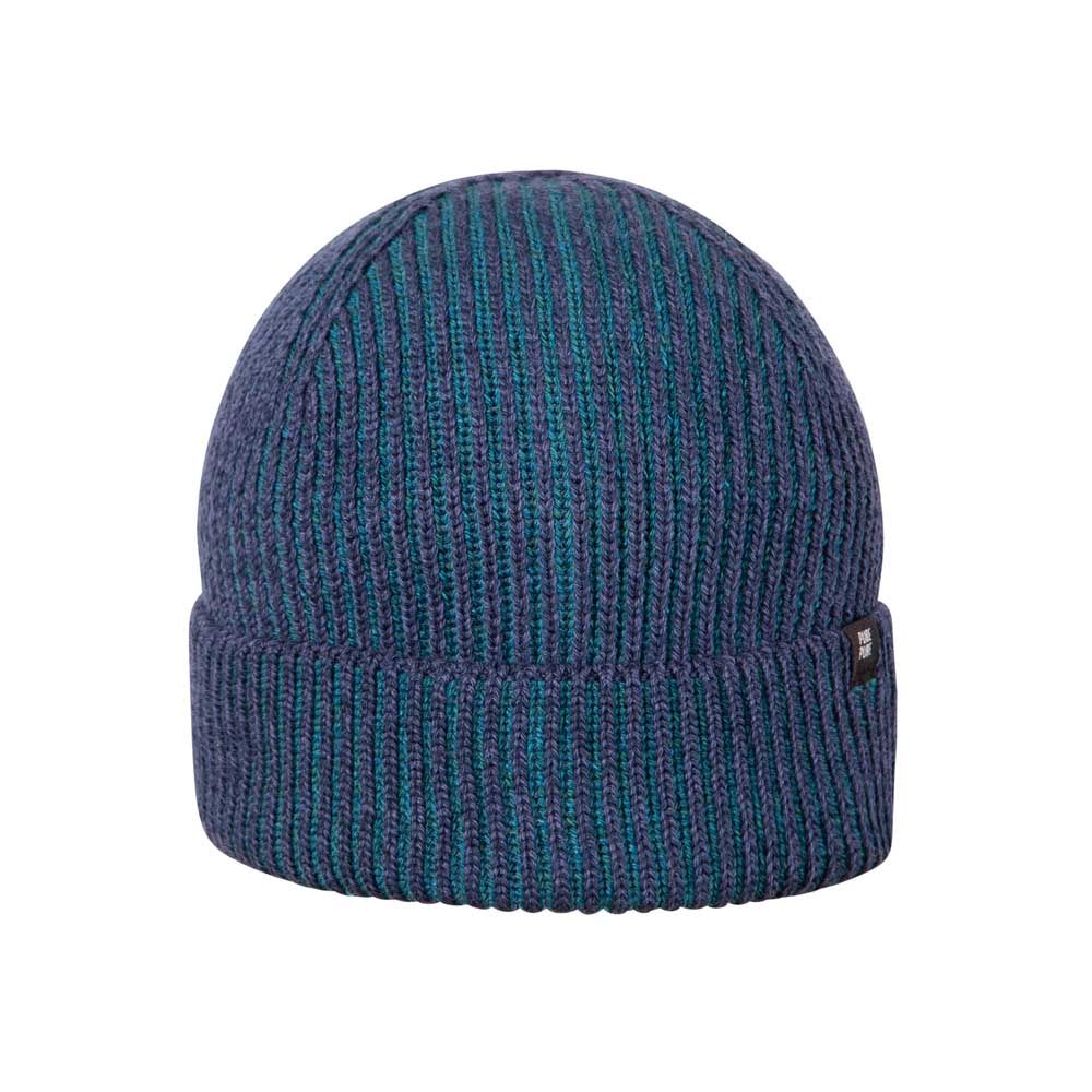 Pure Pure zweifarbige Ripp Merino/Seide Mütze marine