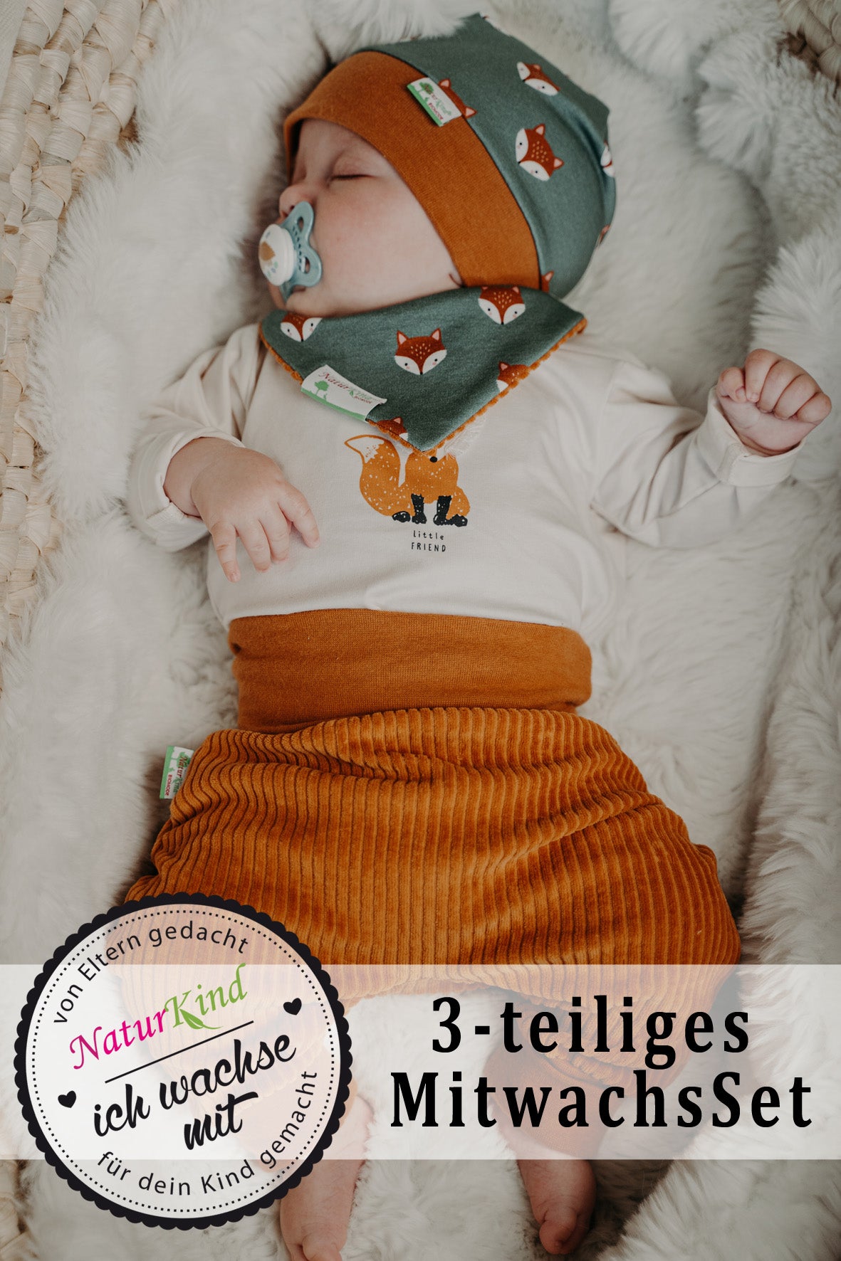 MitwachsSet für Babys - Cord Nicky senf + Füchse mint ★exklusiv★