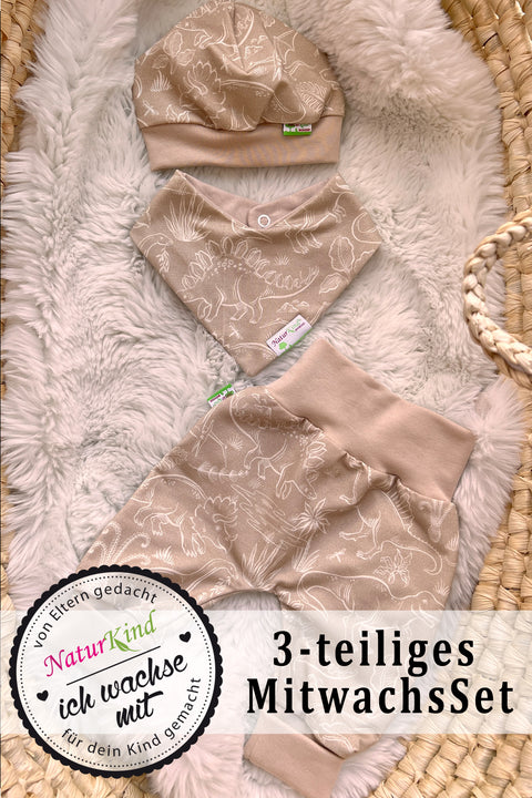 3-teiliges MitwachsSet Dinowelt beige