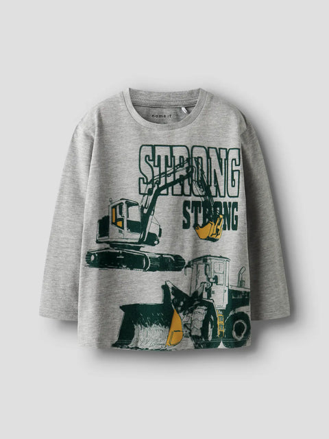 Name it Langarmshirt Baustelle grau meliert