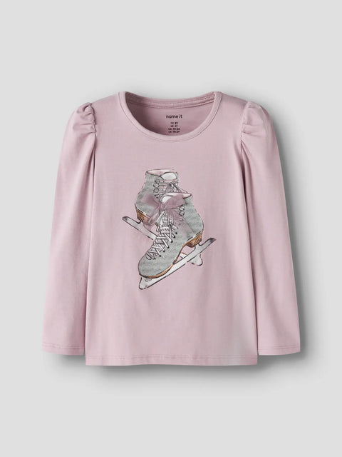 Name it Langarmshirt Schlittschuhe lilac