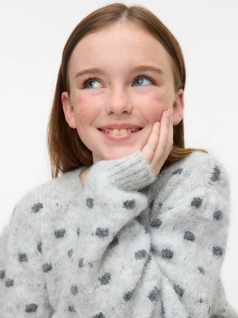 Vero Moda Girls Strickpullover Punkte grau