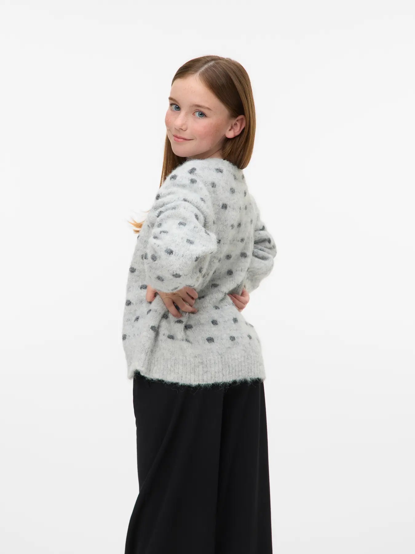 Vero Moda Girls Strickpullover Punkte grau