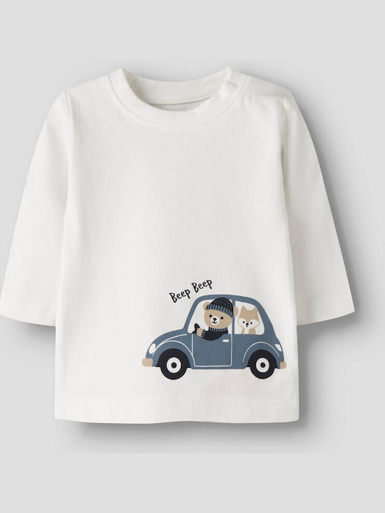 Name it Langarmshirt Auto+Bär cloud dancer