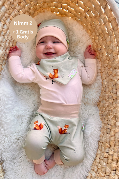MitwachsSet für Babys - Vintage kleiner Entdecker Fuchs mint beige - ★exklusiv★