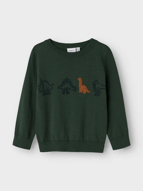 Name it Strickpullover Dinos gardengreen