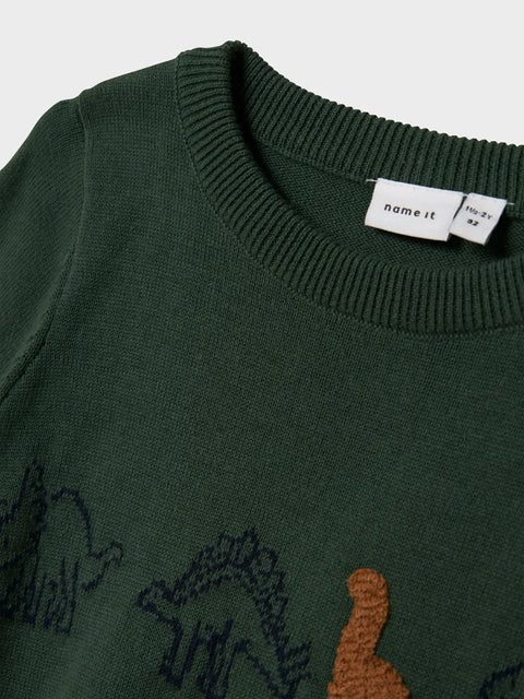 Name it Strickpullover Dinos gardengreen