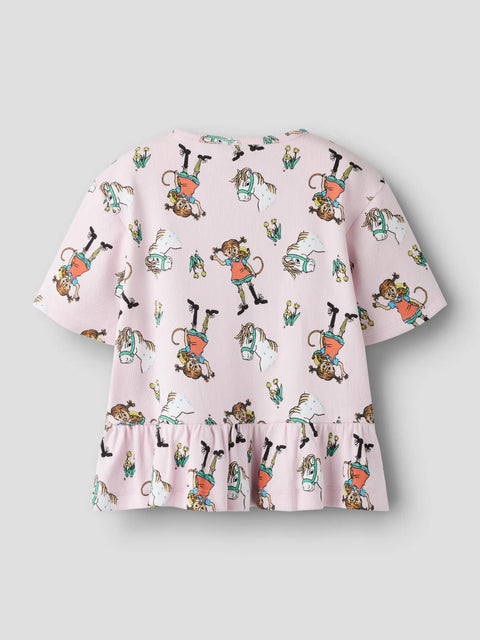 Name it Rib T-Shirt Pippi Langstrumpf zartrosa