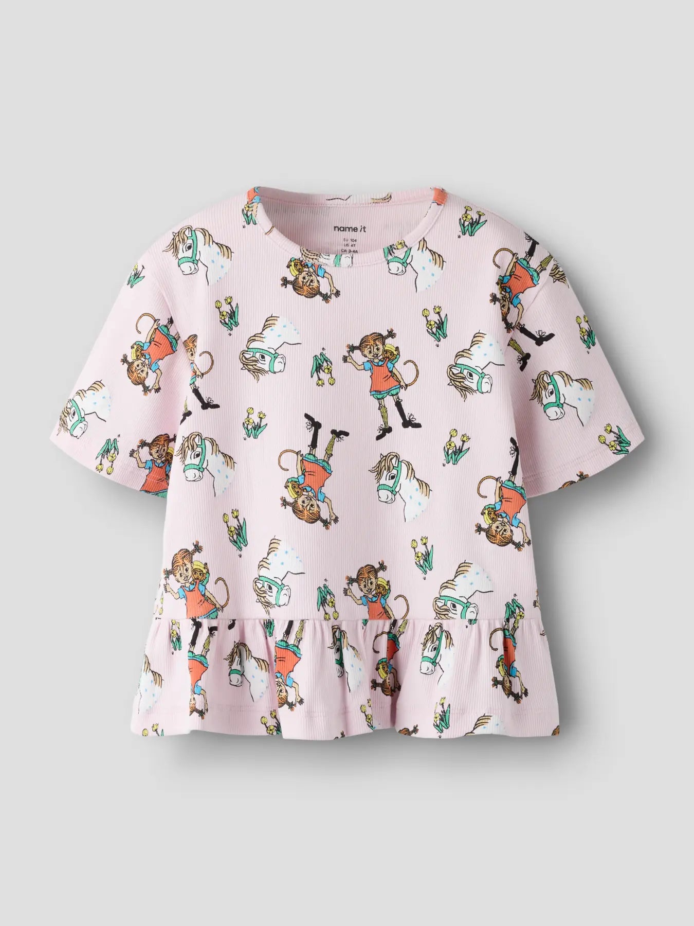Name it Rib T-Shirt Pippi Langstrumpf zartrosa