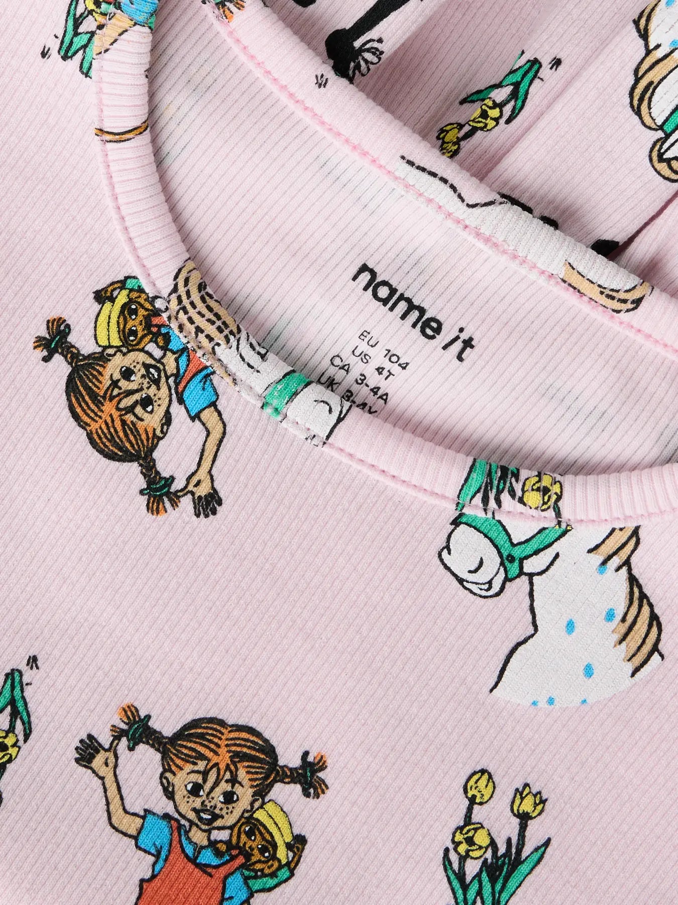 Name it Rib T-Shirt Pippi Langstrumpf zartrosa