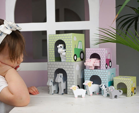 Jabadabado Stapelspielzeug Würfel mit Tieren