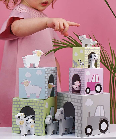 Jabadabado Stapelspielzeug Würfel mit Tieren