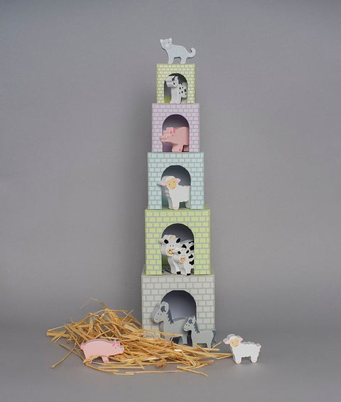 Jabadabado Stapelspielzeug Würfel mit Tieren