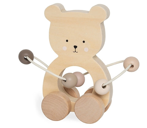 Jabadabado Schiebespielzeug Teddy mit Motorikschleife / Natur