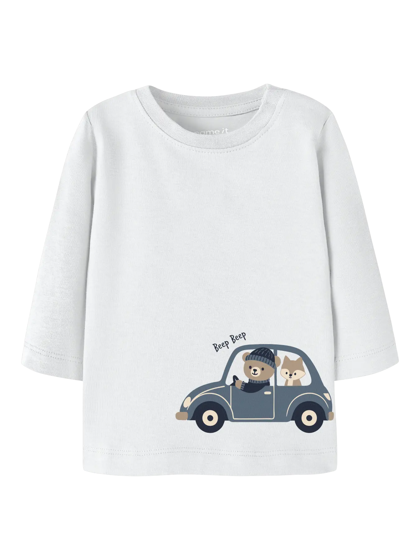 Name it Langarmshirt Auto+Bär cloud dancer