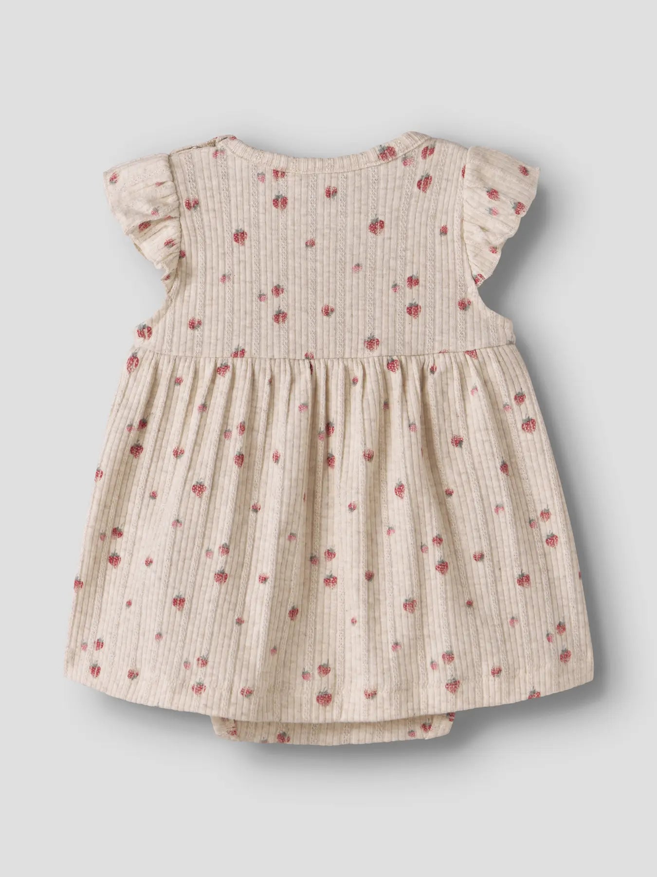 Name it kurzarm Rib Body-Kleid Erdbeerchen beige