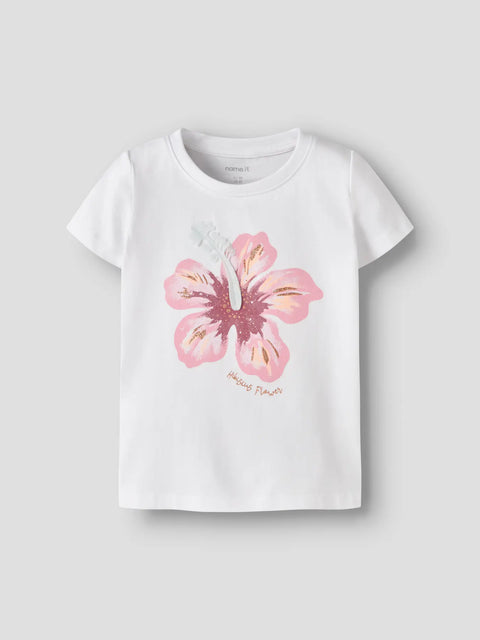 Name it T-Shirt Hibiskus weiß