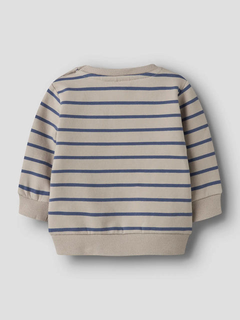 Name it Sweatshirt Bär beige blau gestreift