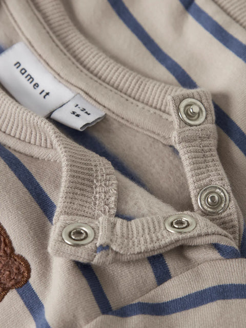 Name it Sweatshirt Bär beige blau gestreift
