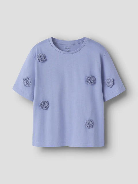 Name it T-Shirt Häkel Blumen purple impression