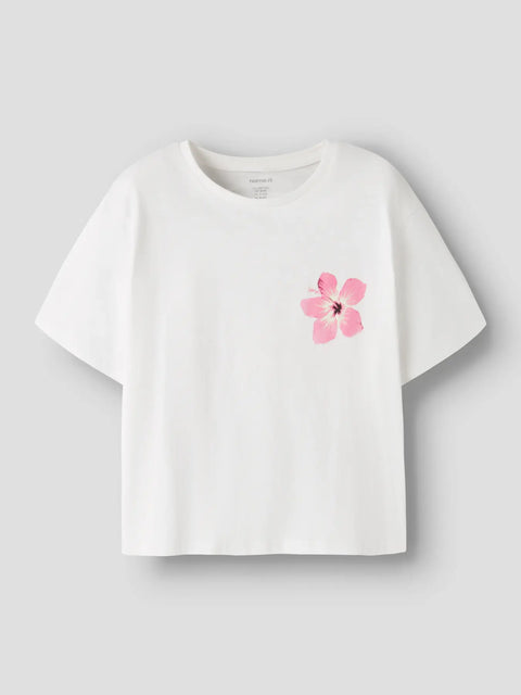 Name it T-Shirt Hibiskus weiß
