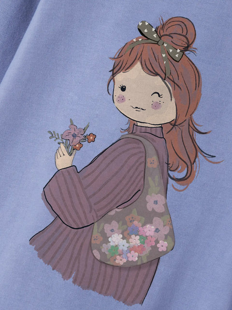 Name it Langarmshirt Blumen Mädchen ice blue