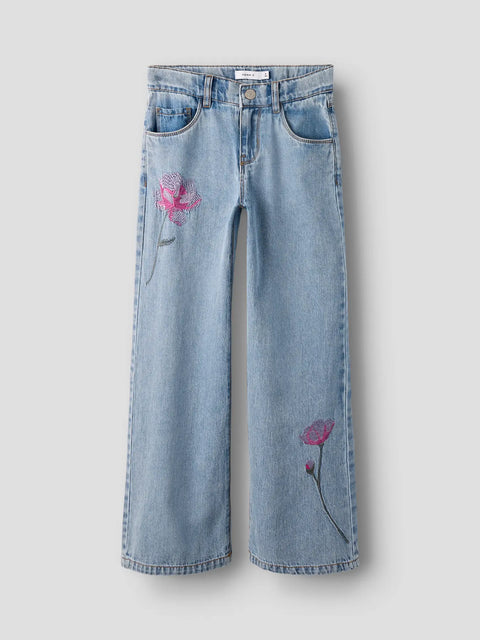 Name it Weite Jeans Flowers light blue