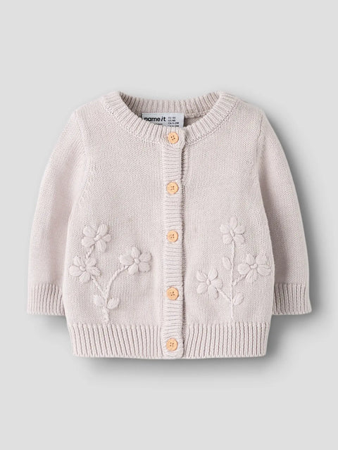 Name it Strickjacke mit Blumen Stickerei blasses flieder