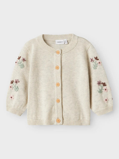Name it Strickjacke Blümchen beige